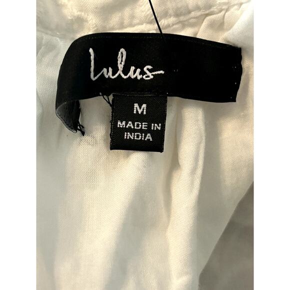 NWT Lulus White Ruffle Pinafore 100% Cotton Mini Dress Smocked Top Size M - Picture 10 of 11